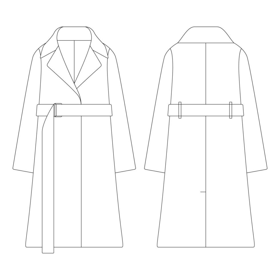plantilla mujer abrigo de cachemira ilustración vectorial diseño plano contorno ropa colección prendas de vestir exteriores vector
