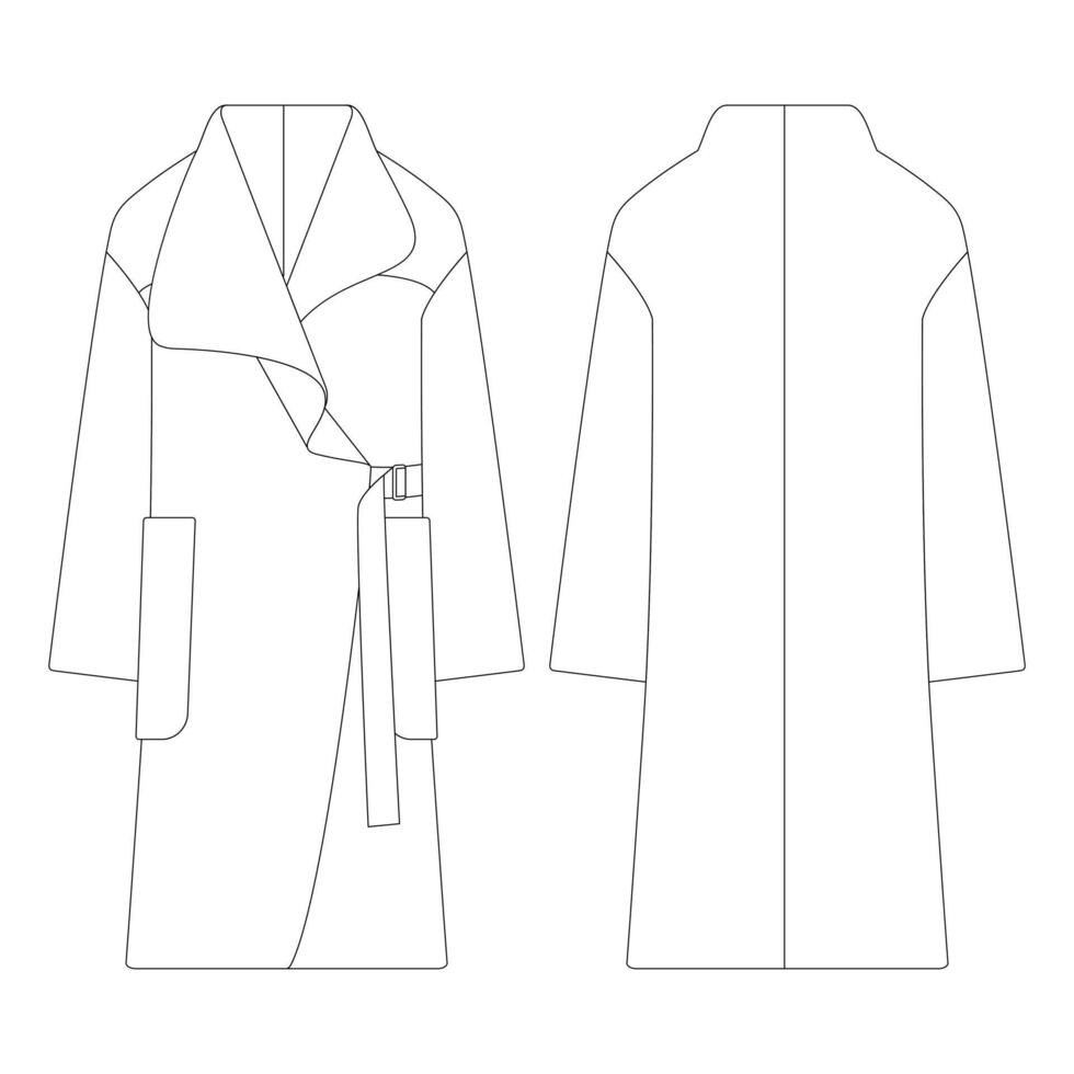plantilla mujer mezcla urdimbre collar capa vector ilustración diseño plano contorno ropa colección prendas de vestir exteriores