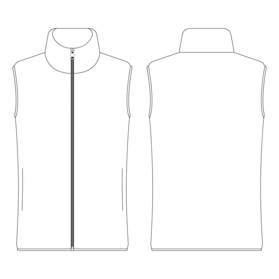 plantilla mujer vellón escote pico ilustración vectorial diseño plano esquema ropa colección prendas de vestir exteriores vector