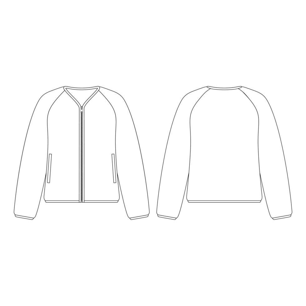 Template women  fleece v-neck cardigan vector illustration flat design outline clothing collection outerwear