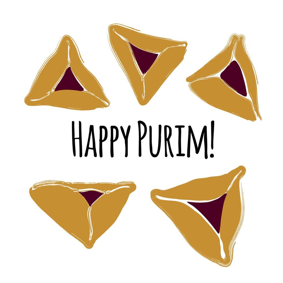 ilustración vectorial galletas hamantaschen para el festival judío de purim. vector