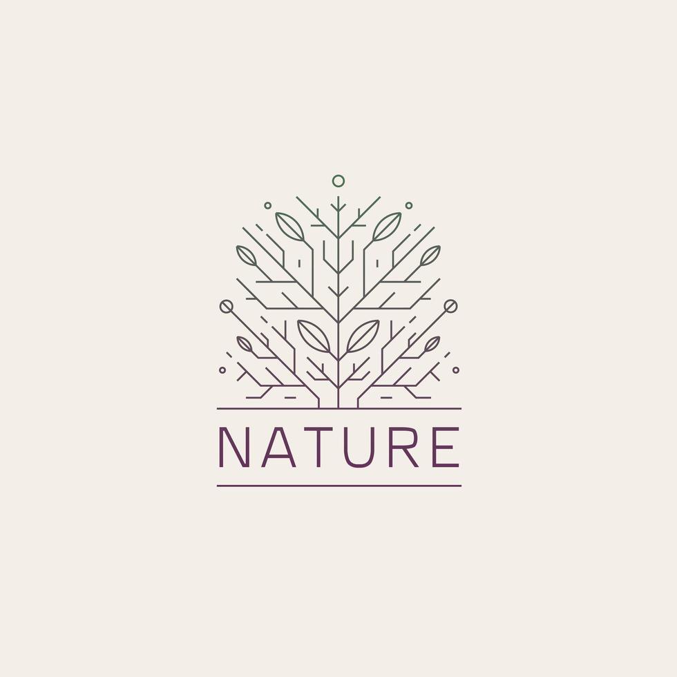 árbol geométrico vectorial, floral, logotipo de la línea natural. planta orgánica abstracta vector