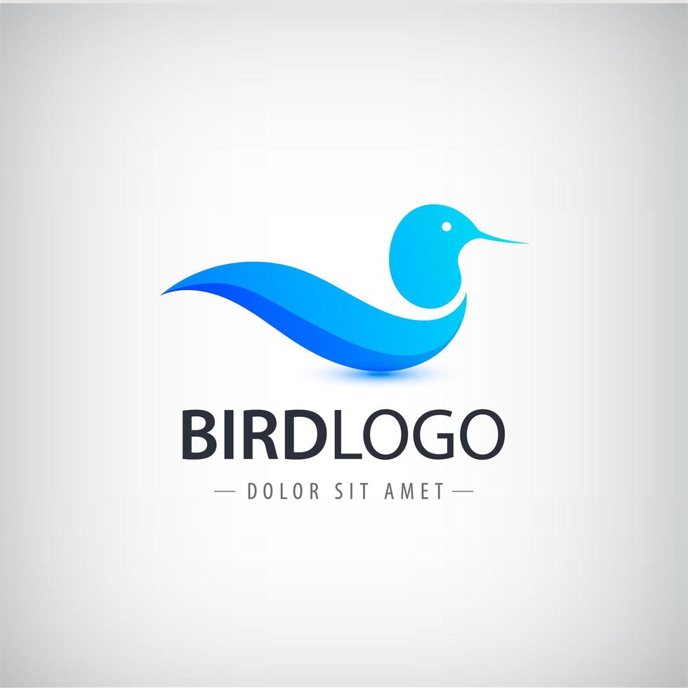 Vector blue bird logo, icon isolated. Abstract company