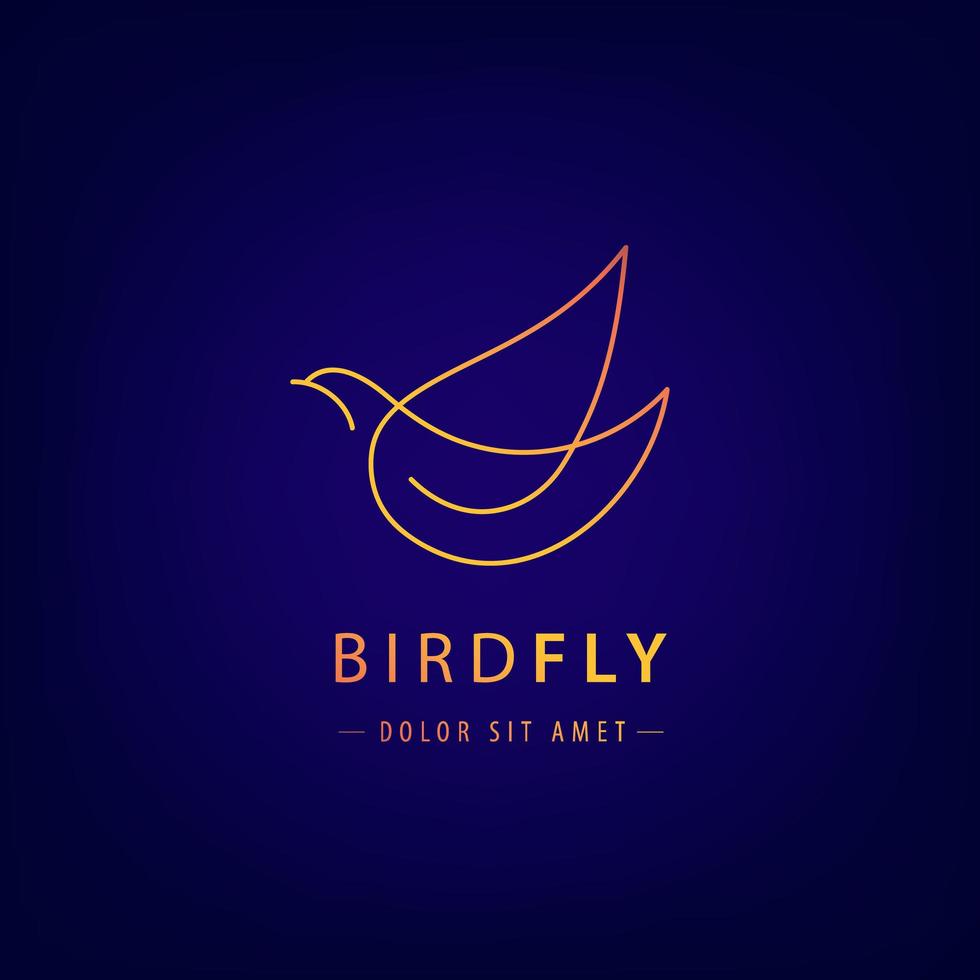 Vector line bird logo, pigeon silhouette, flying abstract