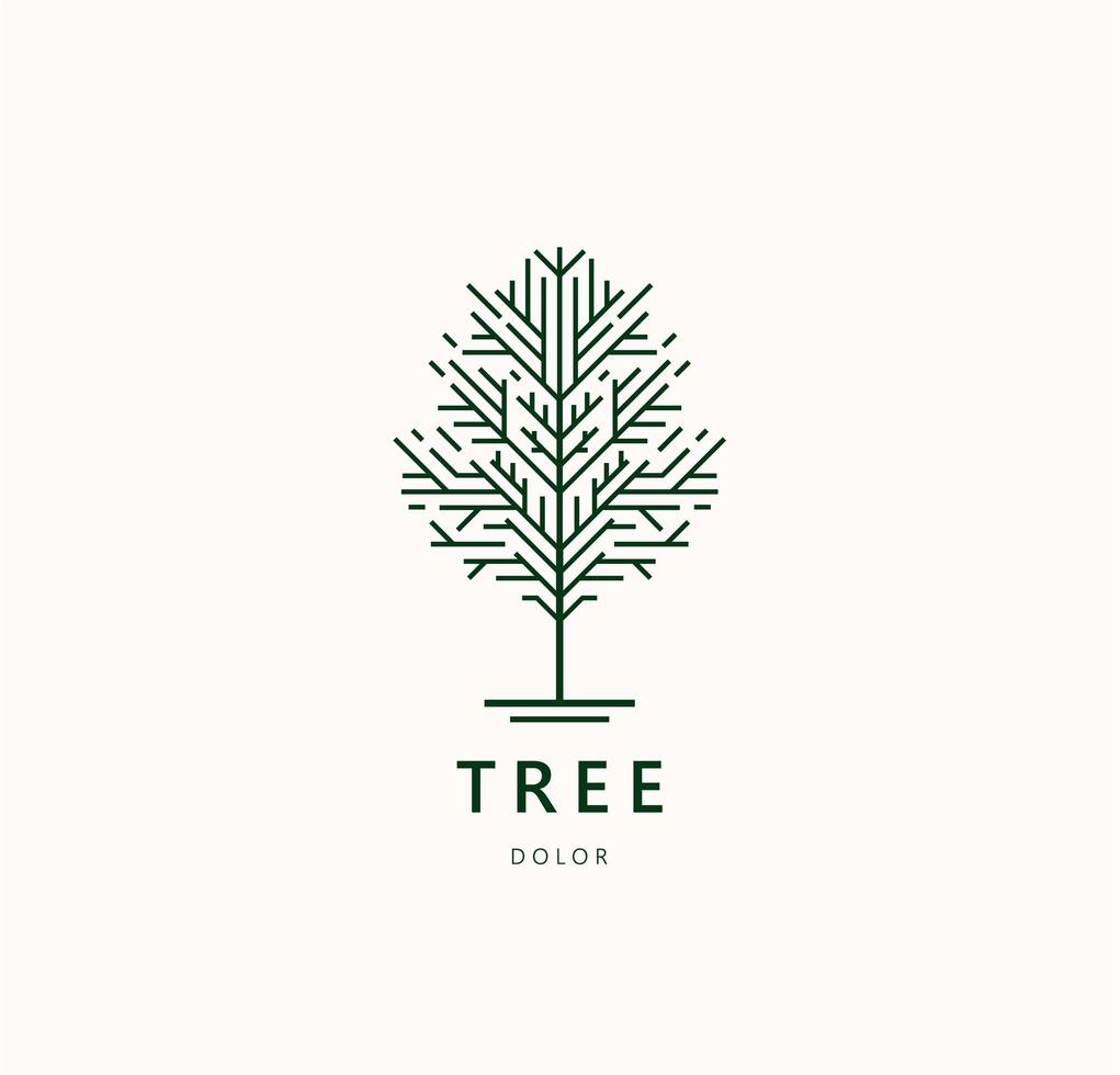 Vector abstract tree logo icon template design. Linear geometric garden plant nature symbol. Eco, organic concept