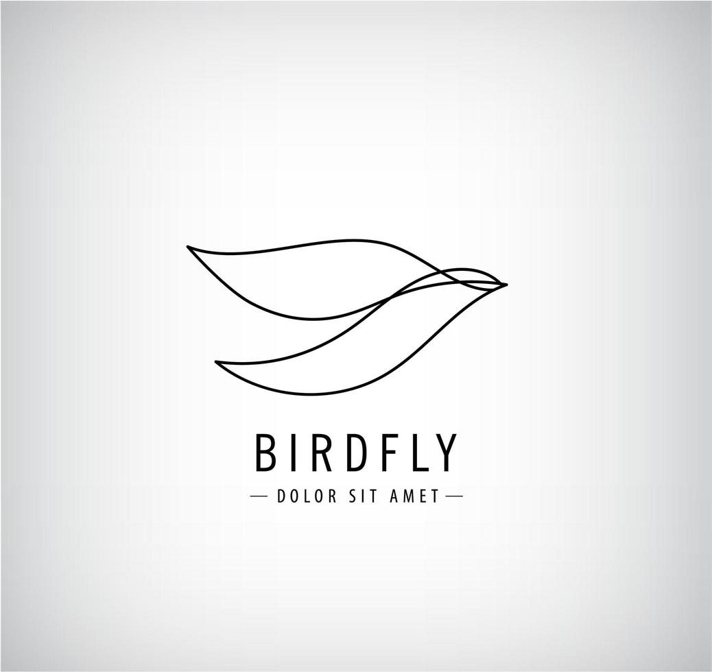 logotipo de pájaro de una línea vectorial, silueta voladora, concepto monoline continuo, icono abstracto, signo aislado. uso para impresión, marca, tatuaje, arte vector