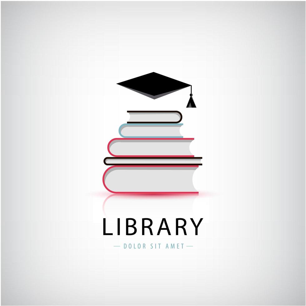 Vector education, library, knowledge logo. Books with academic