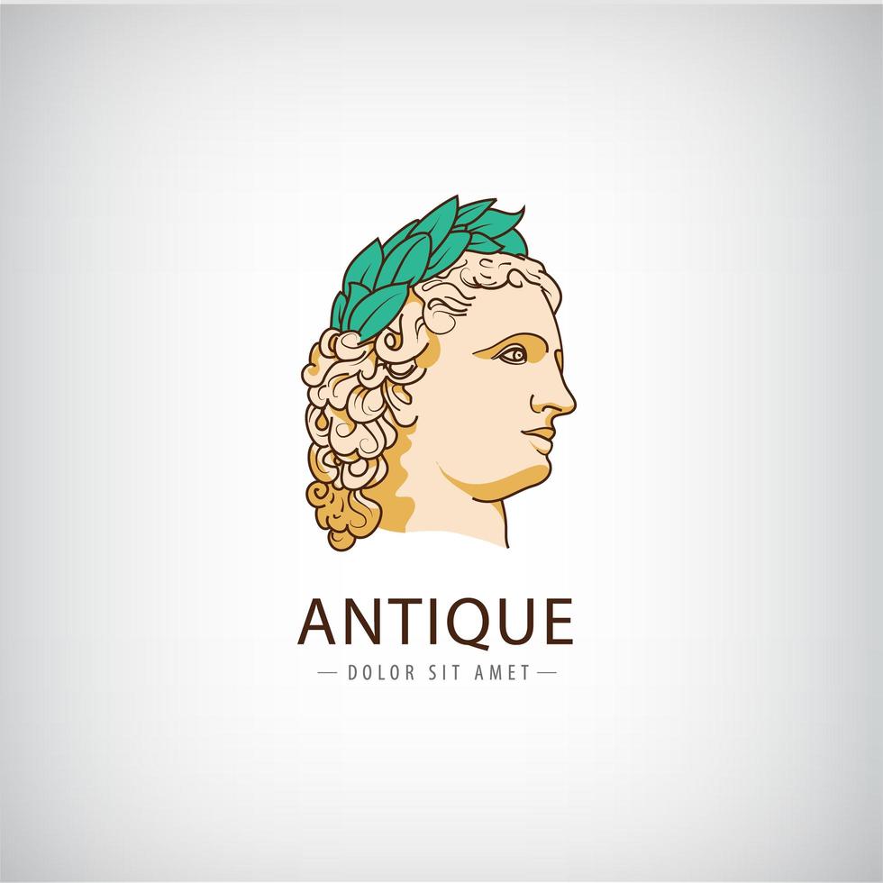 Vector antique greek head logo, icon isolated