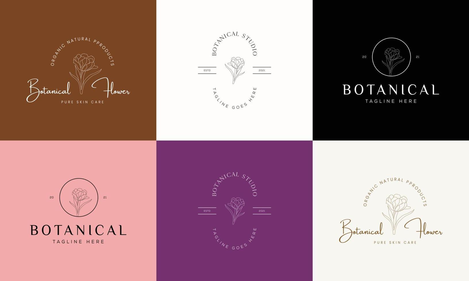 logotipo dibujado a mano con elementos florales botánicos con flores silvestres y hojas. logo para spa y salón de belleza, boutique, tienda orgánica, boda, diseñador floral, interior, fotografía, cosmética. vector