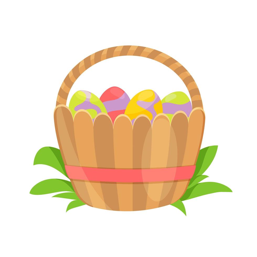 Illustration of a basket of colored Easter eggs vector