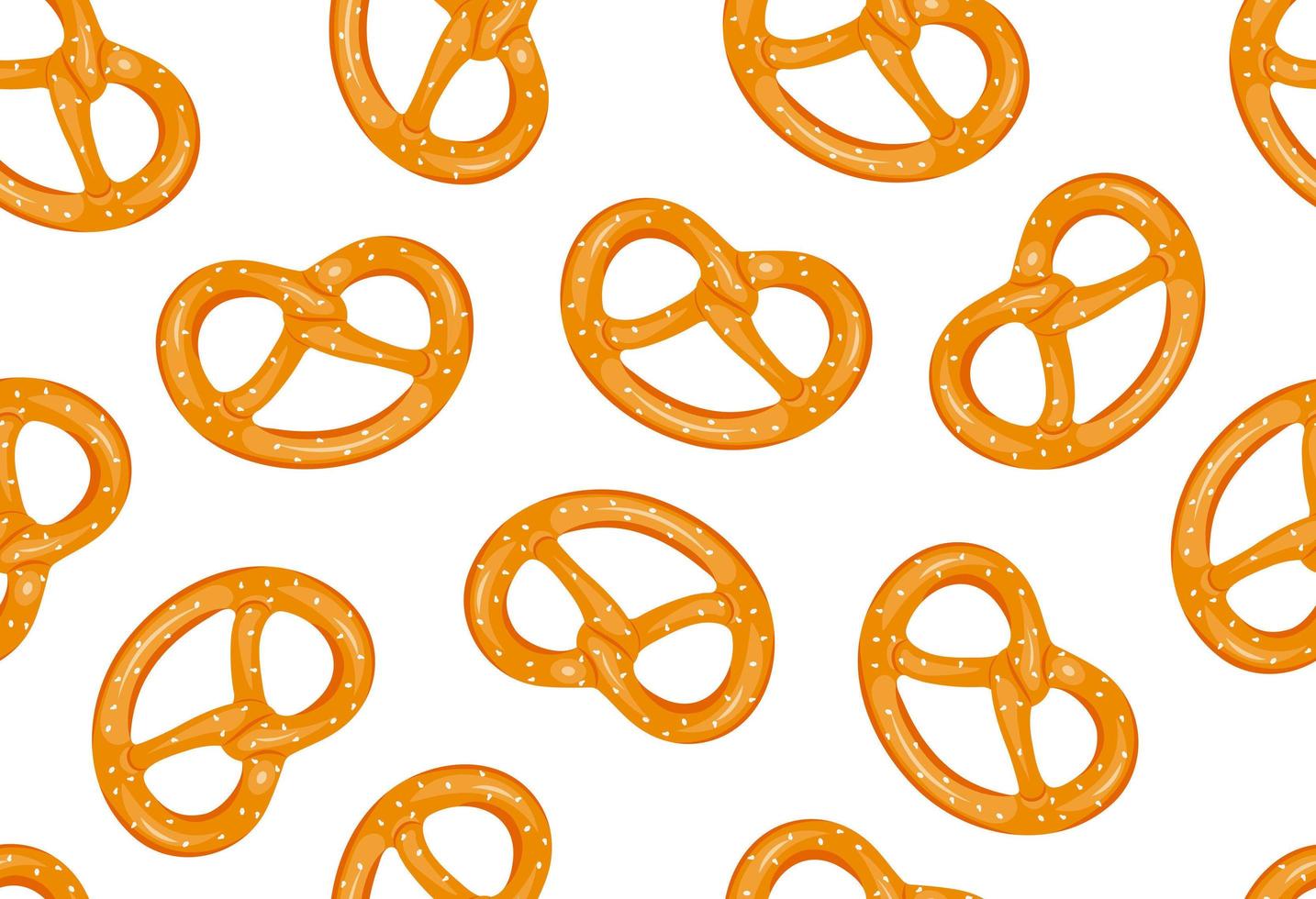 Pretzel seamless pattern on white background, vector illustration.