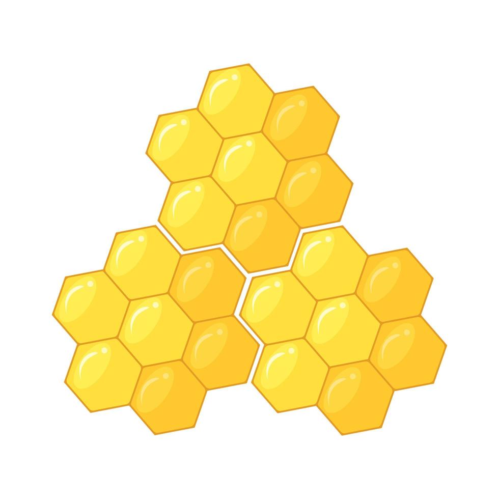 Bee honeycomb geometric yellow color in cartoon style. vector