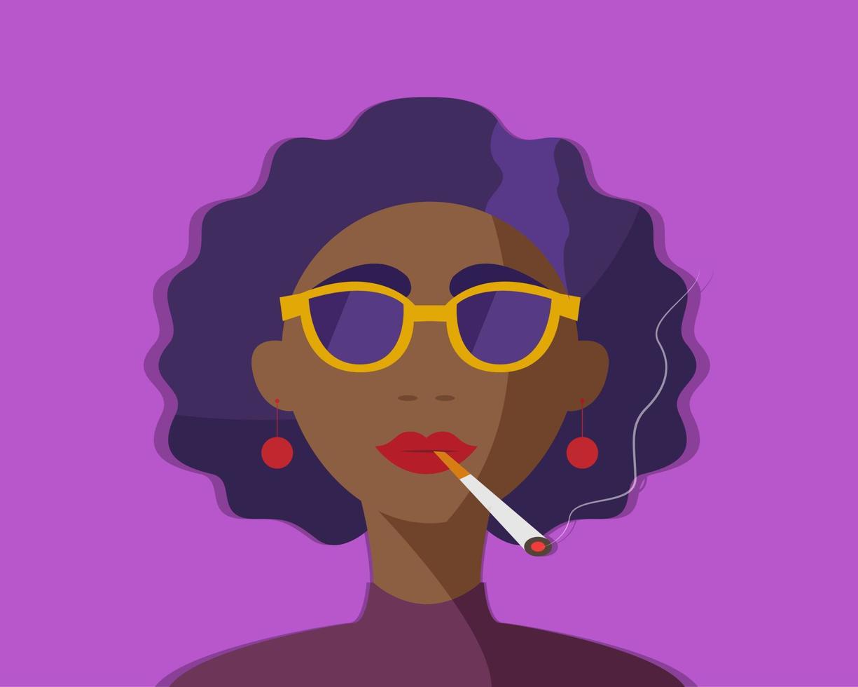 diseño de ilustración vectorial de mujer africana que está fumando vector