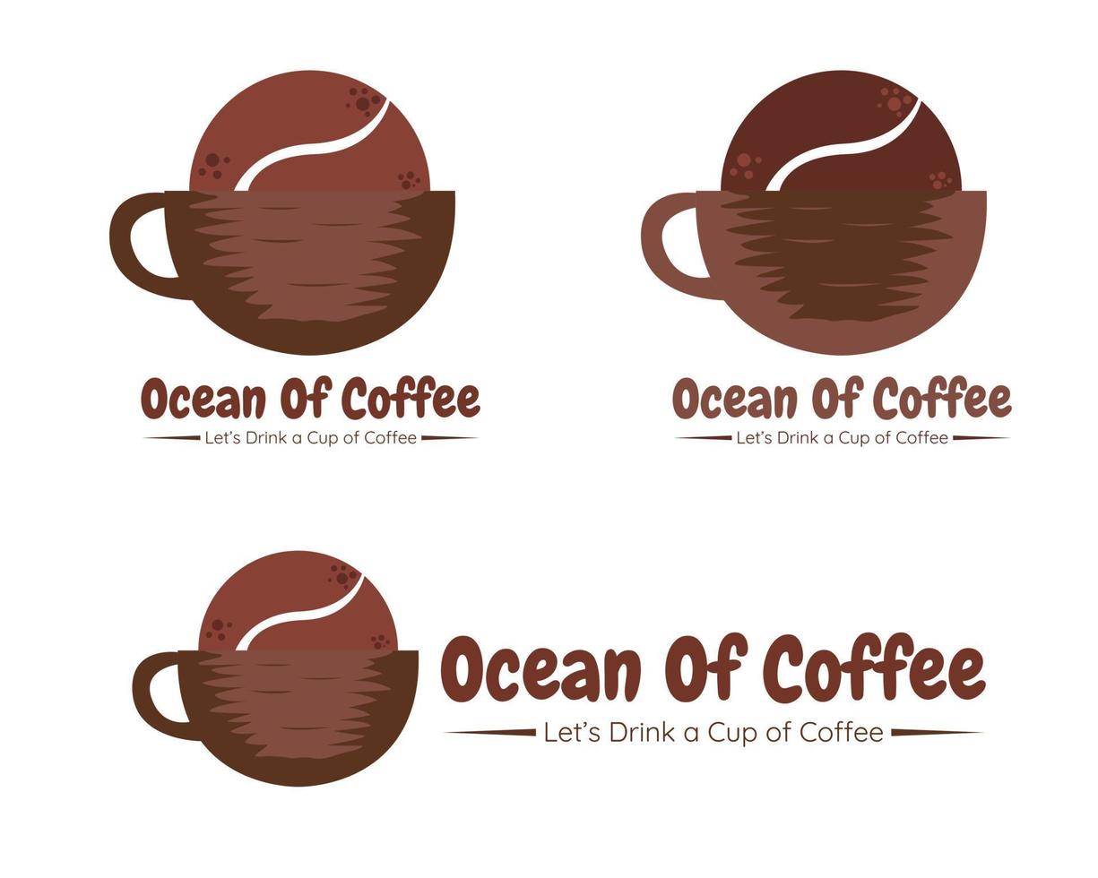 Illustration vector design of ocean of coffee logo template for your business or company