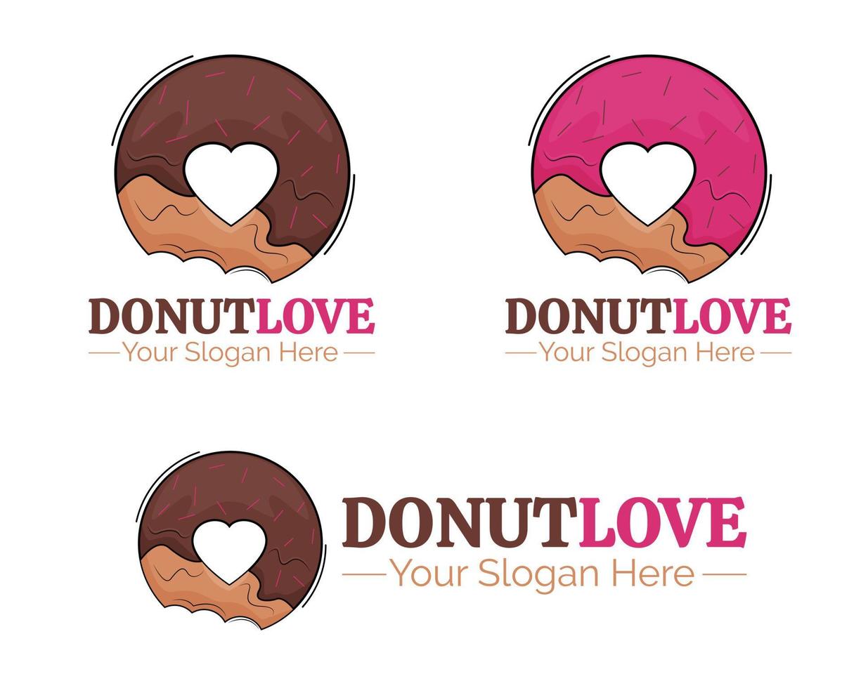 ilustración, diseño vectorial, de, donut, amor, logotipo, plantilla, para, su, empresa o empresa vector