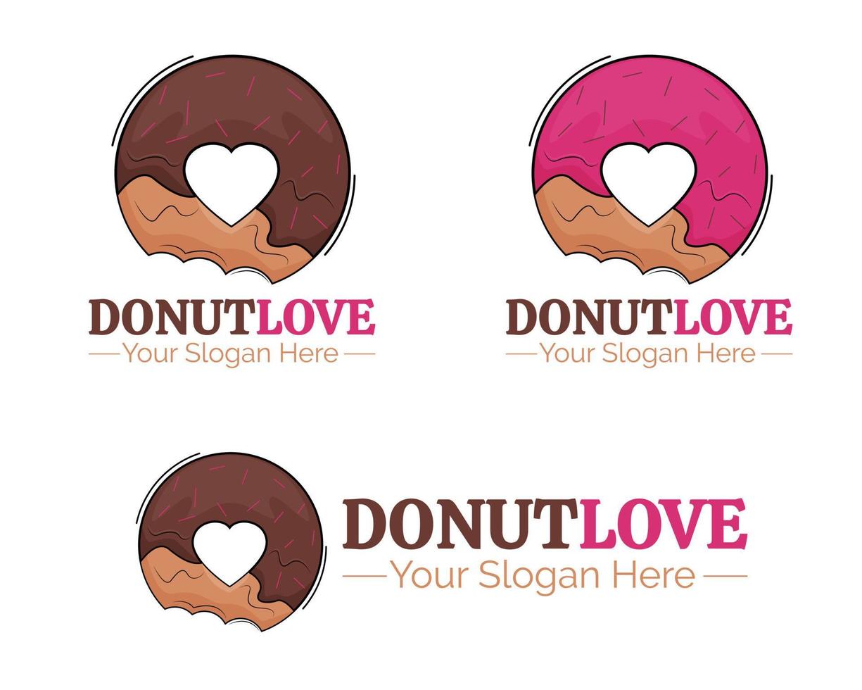 Illustration vector design of donut love logo template for your business or company