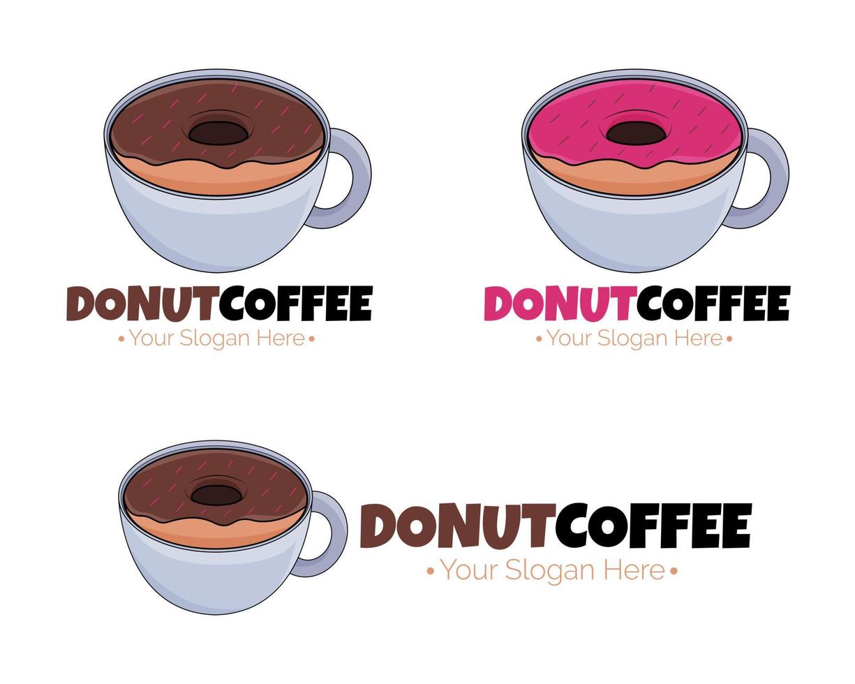 ilustración, diseño vectorial, de, donut, café, logotipo, plantilla, para, su, empresa o empresa vector