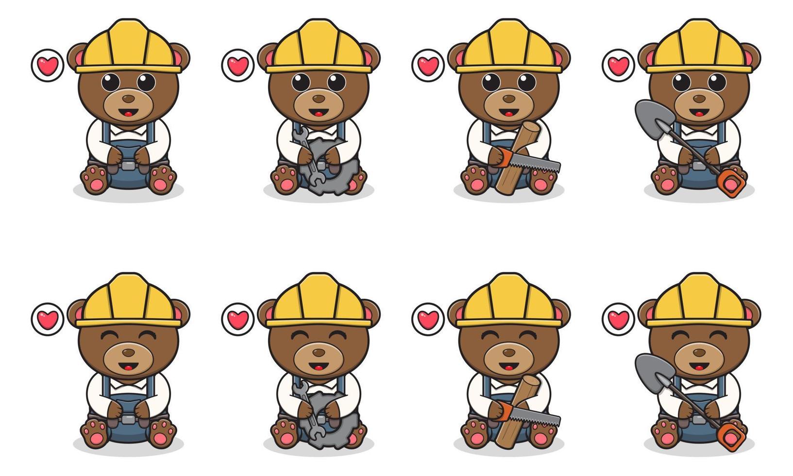 Vector Illustration of Cute sitting Bear cartoon with Handyman costume