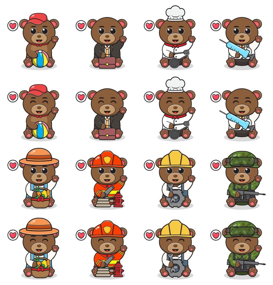 Vector Illustration of Cute sitting Bear costume with hand up pose.