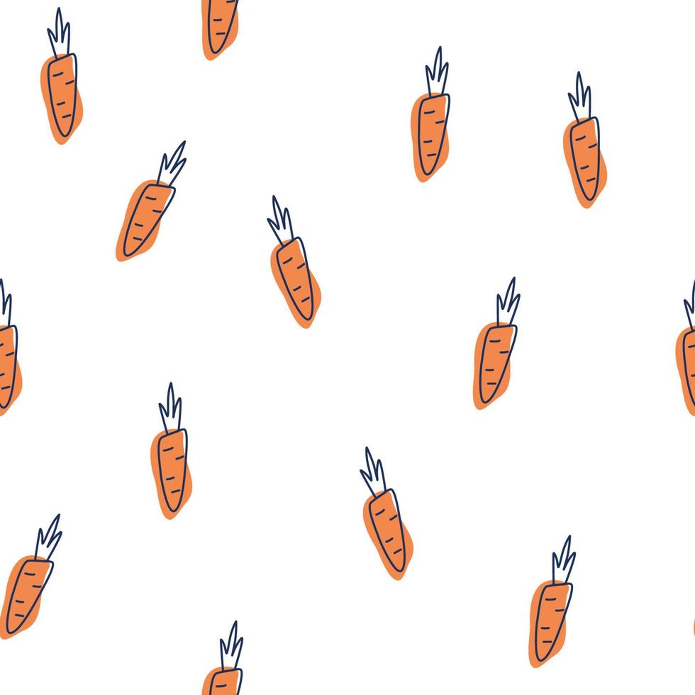 Carrot seamless pattern. Cute hand drawn beautiful background, great for easter wrapping paper, banner, textile, wallpaper. Cartoon vector illustrations