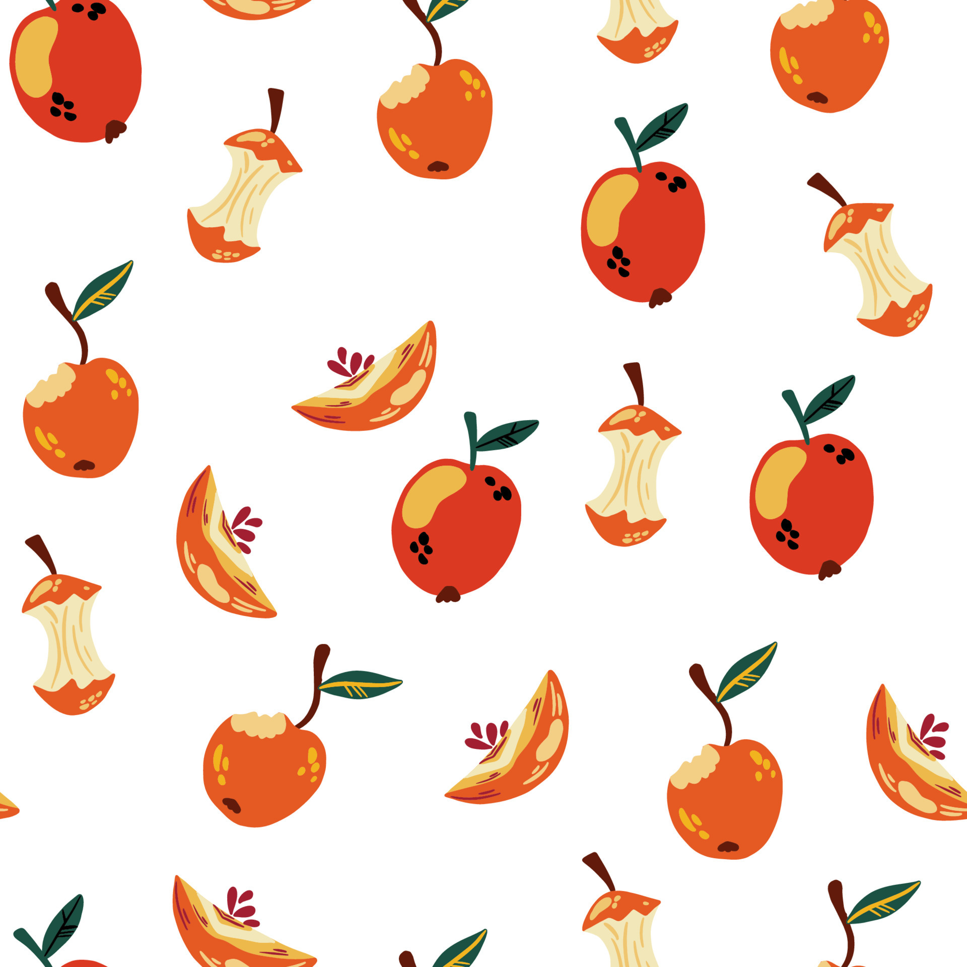 Apples seamless pattern. Sweet fruits background. Bitten off apple, half and core. Hand drawn beautiful background, wrapping paper, banner, textile, wallpaper. Cartoon vector illustration 5618241 Vector Art at Vecteezy Apples seamless pattern. Sweet fruits background. Bitten off apple, half and core. Hand drawn beautiful background, wrapping paper, banner, textile, wallpaper. Cartoon vector illustration 5618241 Vector Art at Vecteezy