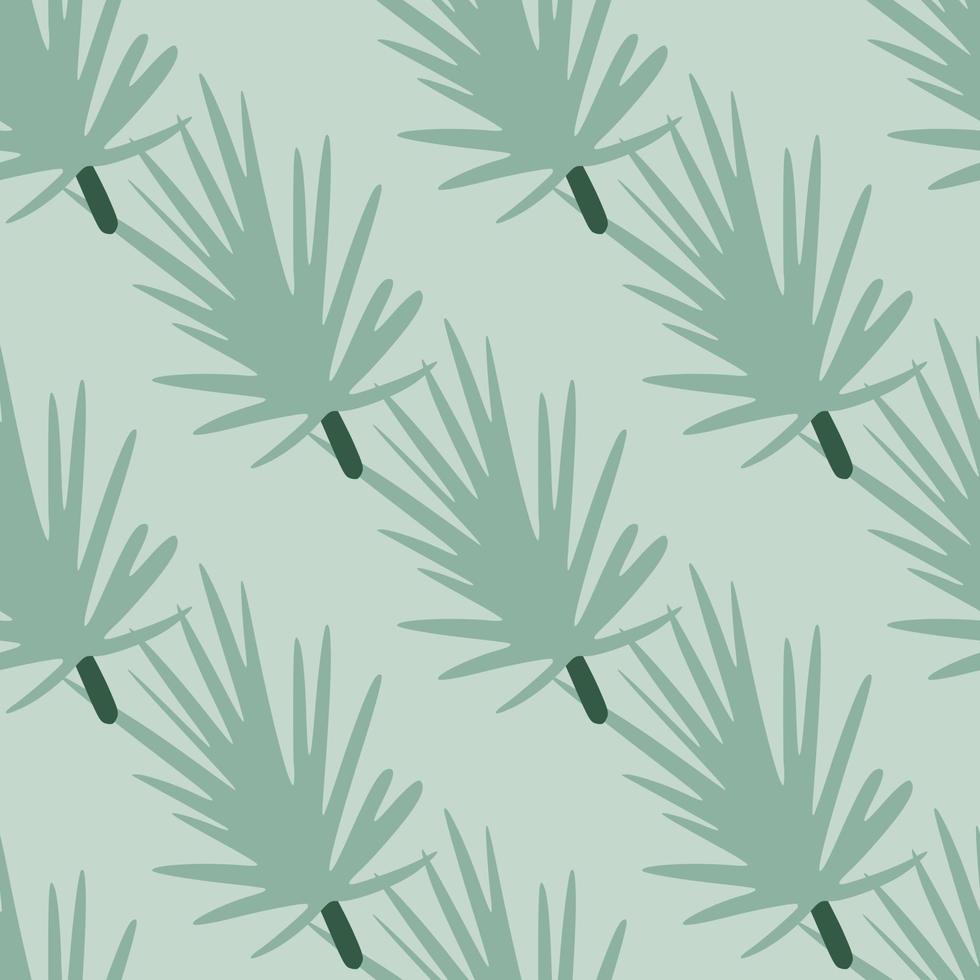 Pine branches foliage print seamless pattern, Pastel blue coniferous twigs backdrop. Minimalistic style. vector