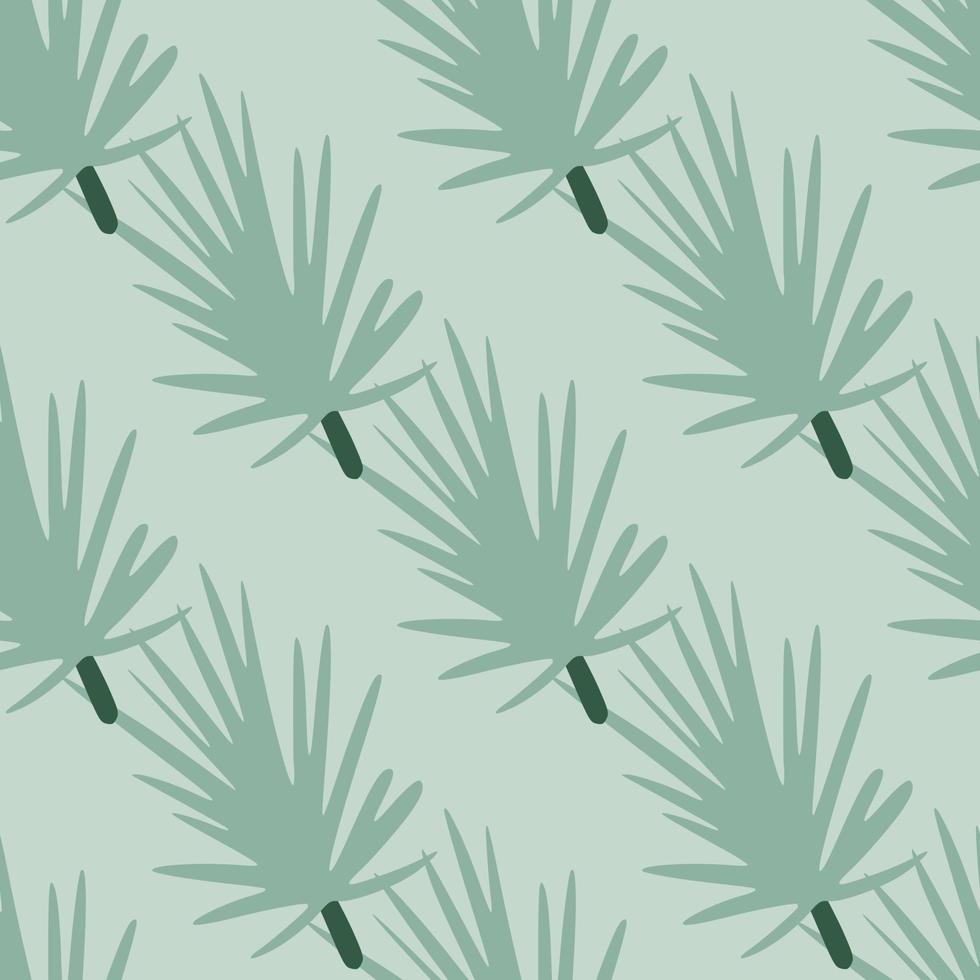 ramas de pino estampado de follaje de patrones sin fisuras, fondo de ramitas de coníferas azul pastel. estilo minimalista. vector