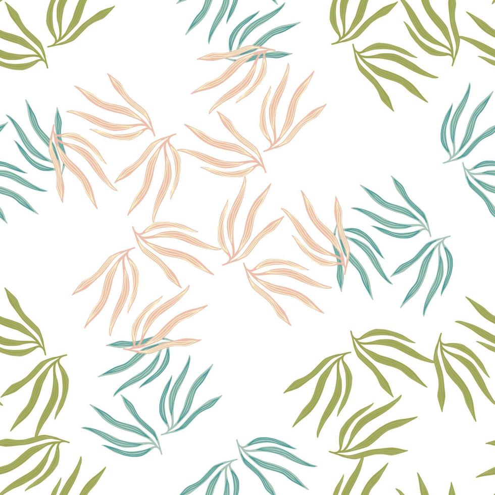 Random tropical leaves semless pattern. Abstract summer tropic leaf vector