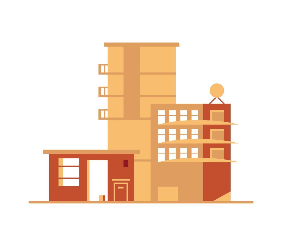 Vector flat illustration, buildings icon, business center, group of houses, district, architecture