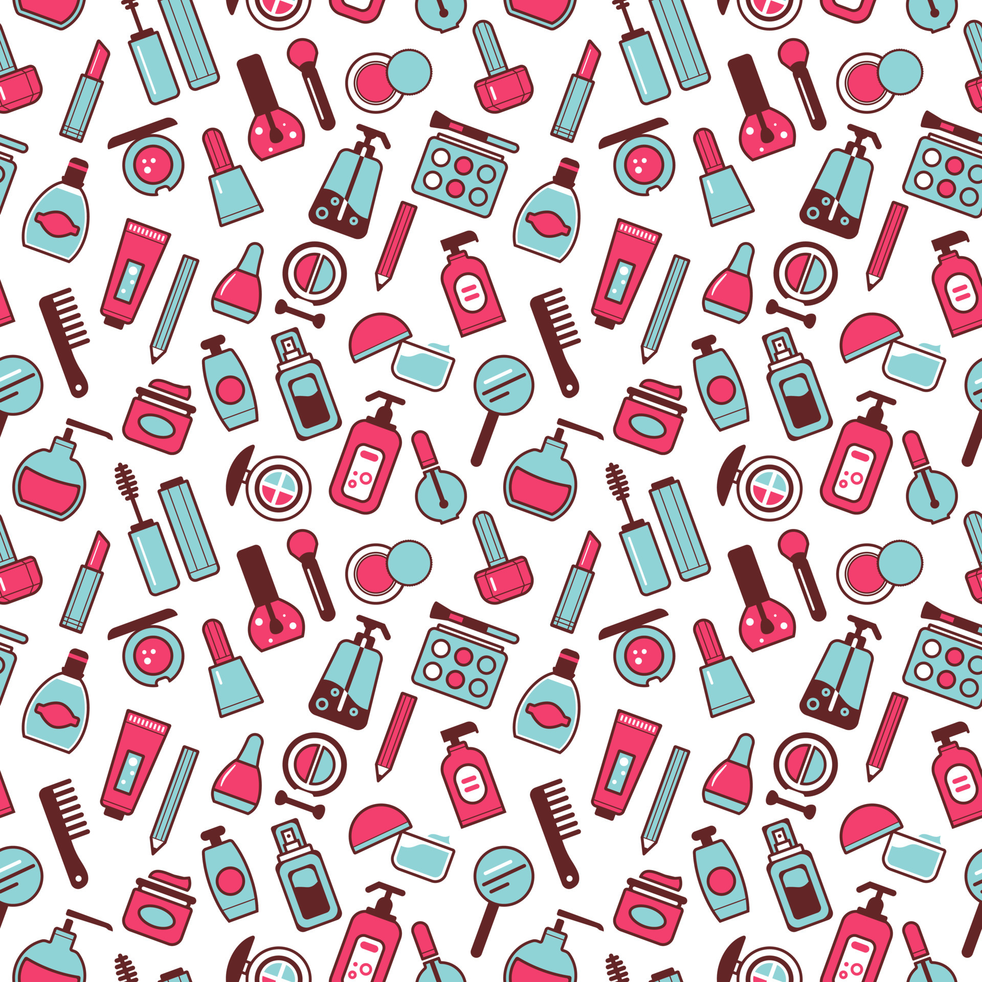 Seamless texture from cosmetics icons, beauty pattern, abstract
