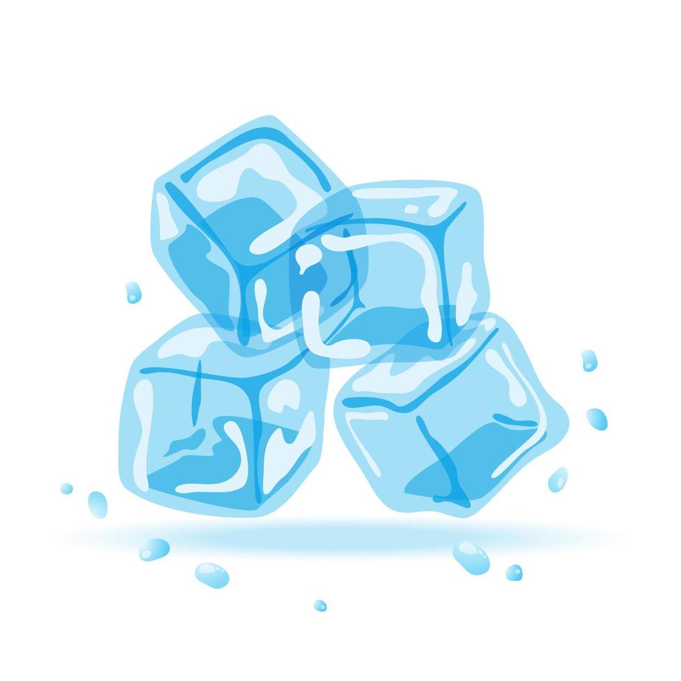 Ice cubes with water drops, vector illustration