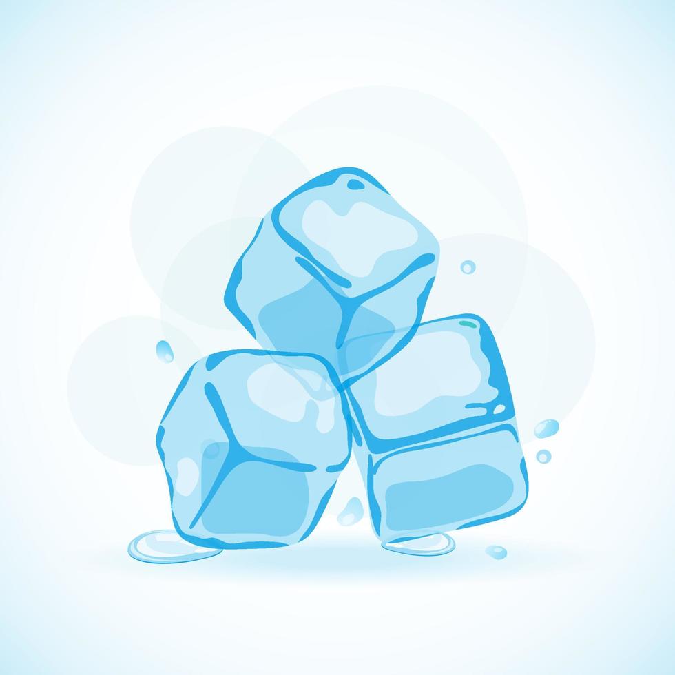 Ice cubes with water drops, vector illustration