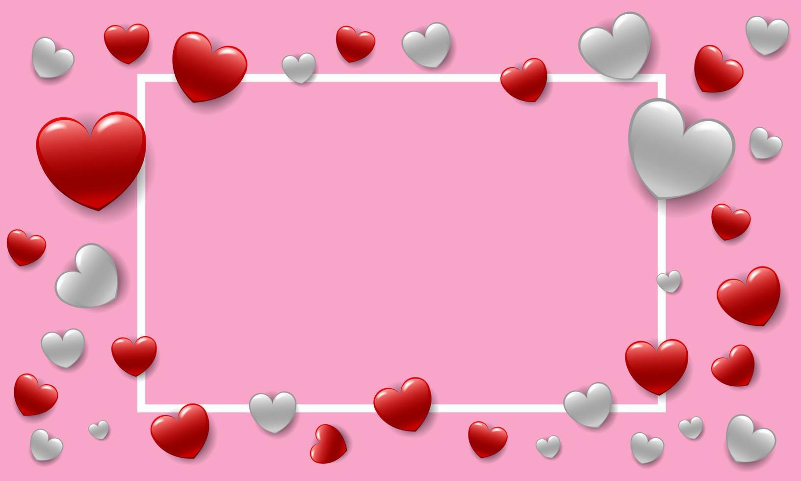 Happy valentine's day 3D white paper blank space on pink design holiday festival celebration background vector