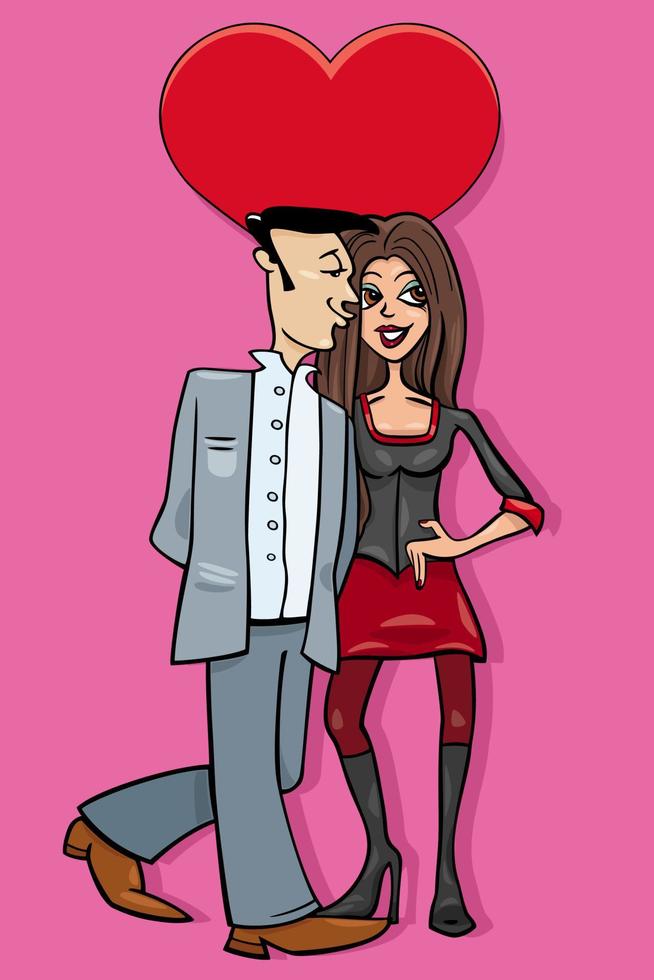 cartoon valentine card with woman and man in love vector