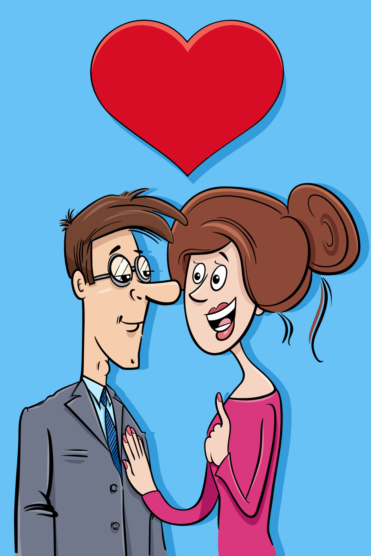 valentine card with cartoon couple in love 5618759 Vector Art at Vecteezy