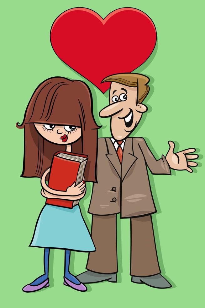 valentine card with cartoon woman and man in love vector