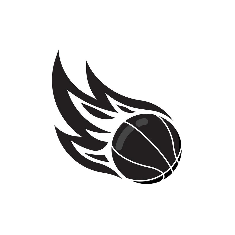 ilustración de logotipo de silueta de baloncesto de fuego vector