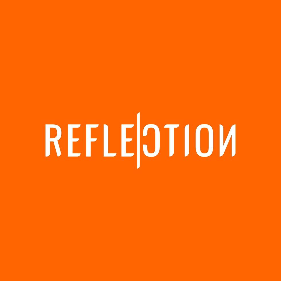 Reflection title text. White font color and the mirror in the middle vector