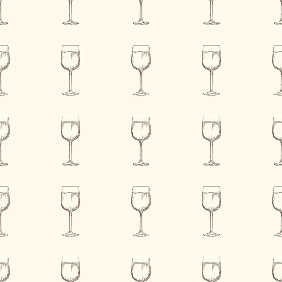 Wine glasses seamless pattern. Alcoholic beverage glassware design. vector