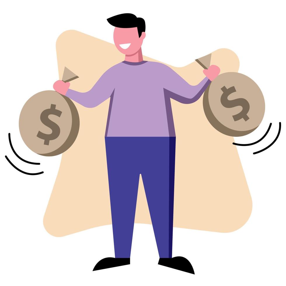 illustration of happy people earn a lot of money vector