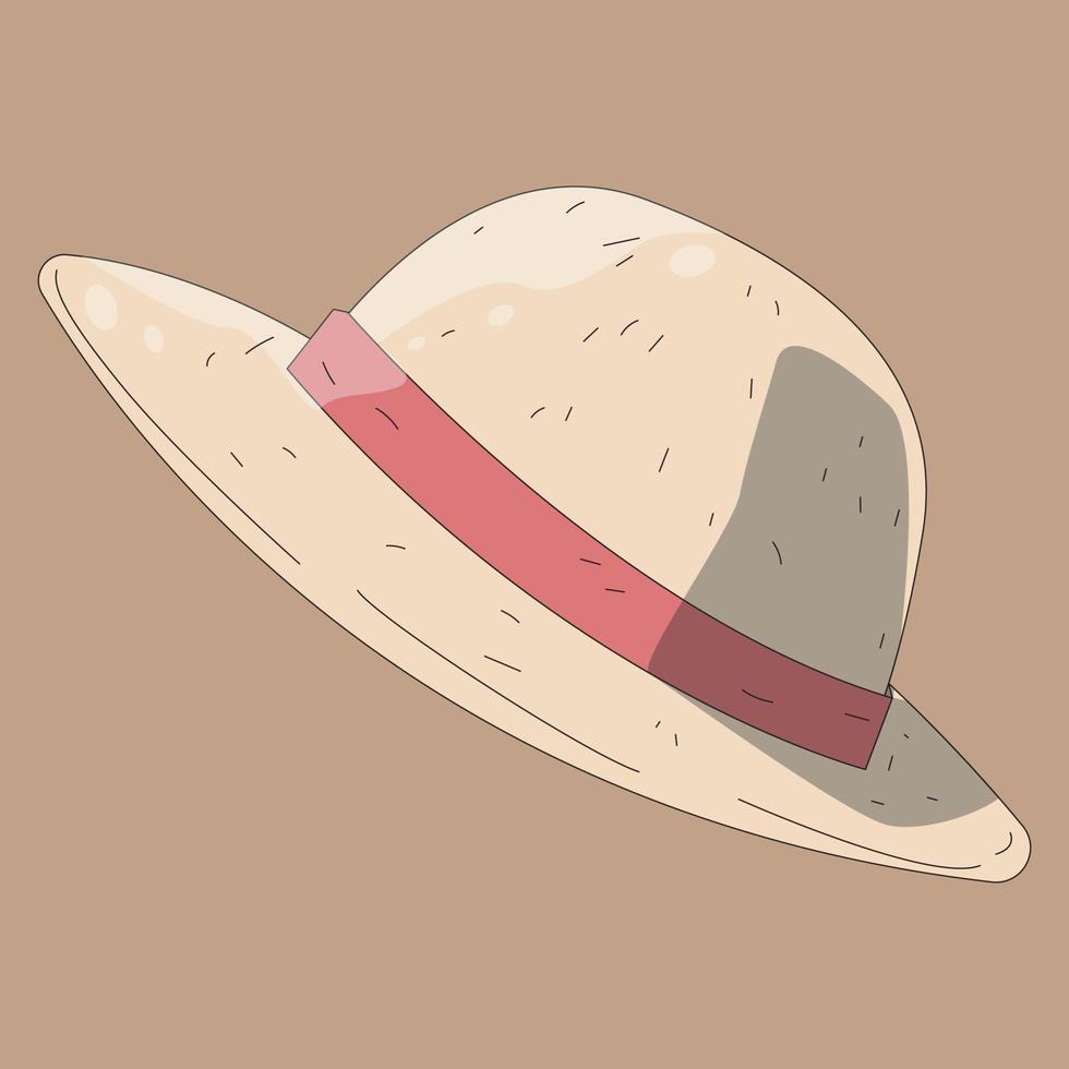 vector illustration of an authentic straw hat with drawing style