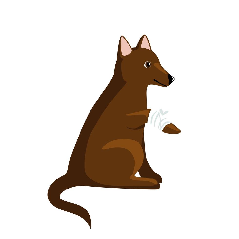 Cartoon icon with dog bandaged paw for medical design. Puppy with a bandaged paw vector