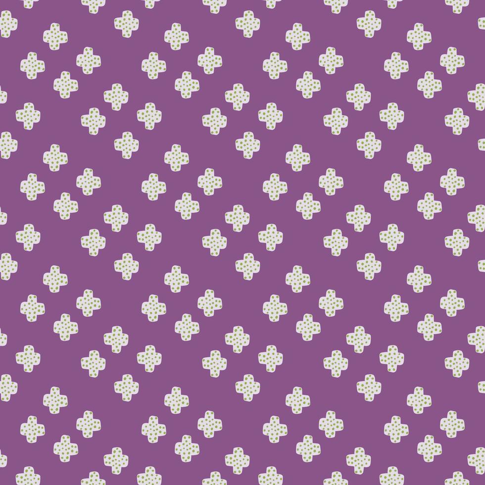 Doodle plus sign wallpaper. Hand drawn cute cross seamless pattern on purple background. vector