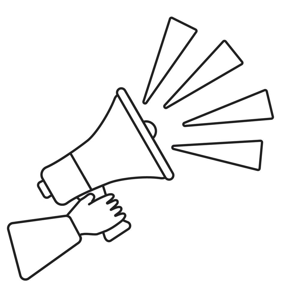 icon with megaphone with hand for concept design. doodle megaphone design. Business concept. vector