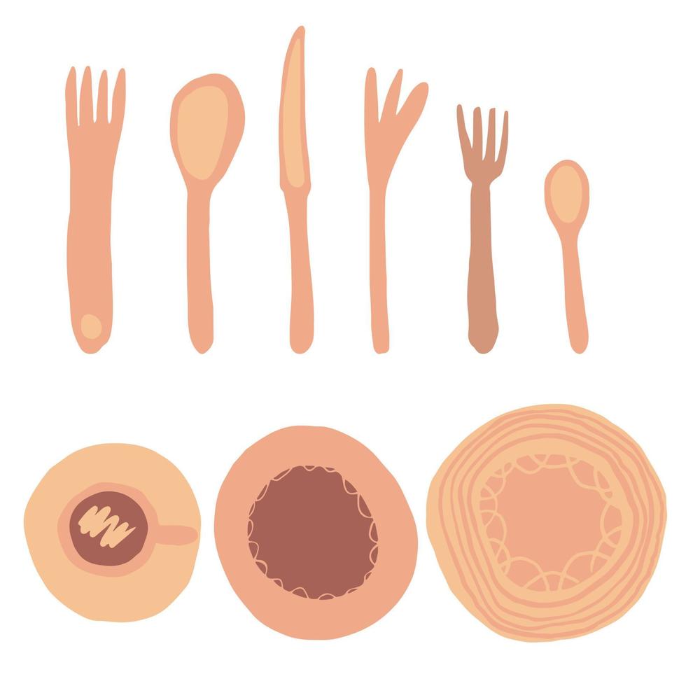 Set of Diner object set isolated on light backdrop. vector