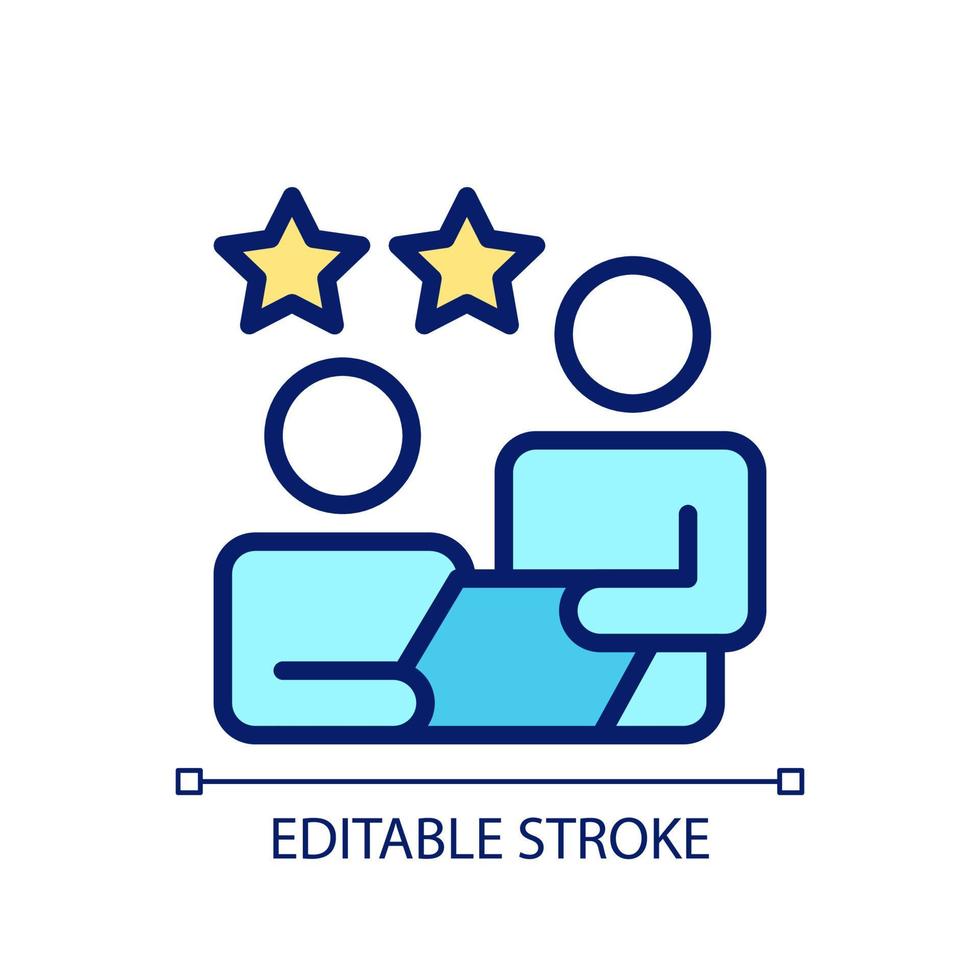 Feedback pixel perfect RGB color icon. Executive appraisal for employee work. Job monitoring. Isolated vector illustration. Simple filled line drawing. Editable stroke. Arial font used