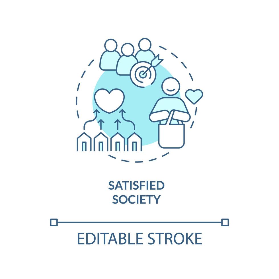 Satisfied society turquoise concept icon. Demand and supply. Market economy pros abstract idea thin line illustration. Isolated outline drawing. Editable stroke. Arial, Myriad Pro-Bold fonts used vector