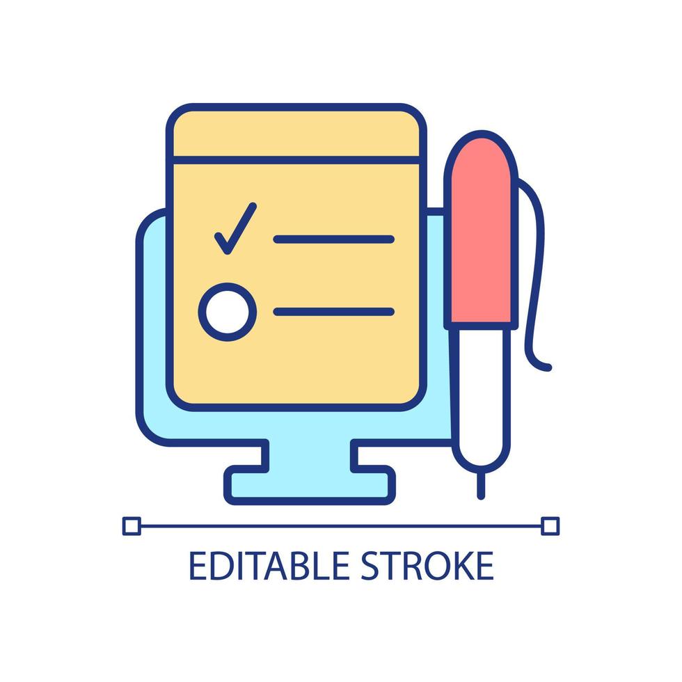 Multiple tasks scheduling RGB color icon. Organizing project. Workflow management. Taking notes. Isolated vector illustration. Simple filled line drawing. Editable stroke. Arial font used