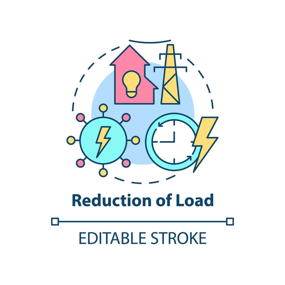 Reduction of load concept icon. Applications of smart grid abstract idea thin line illustration. Isolated outline drawing. Editable stroke. Roboto-Medium, Myriad Pro-Bold fonts used vector