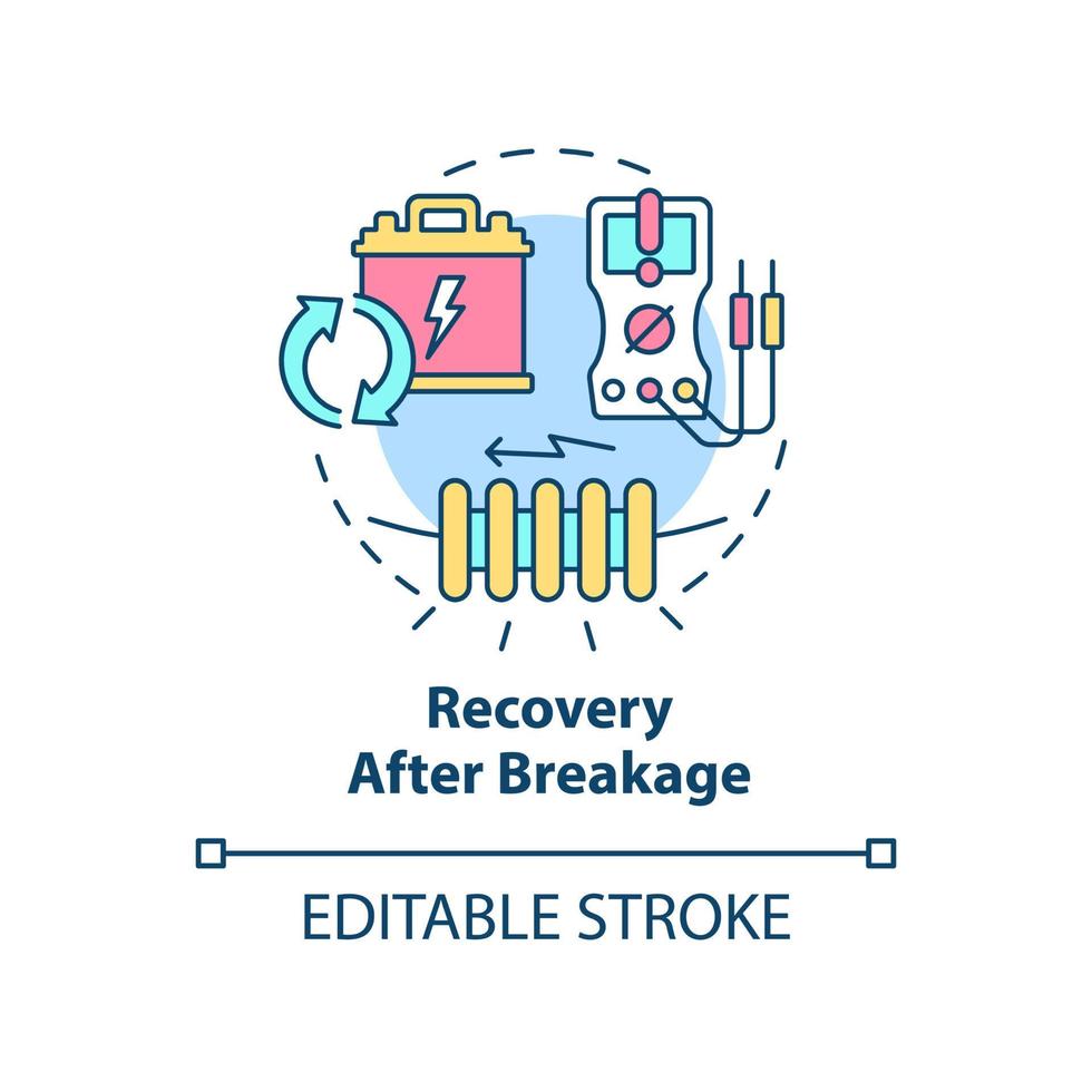Recovery after breakage concept icon. Smart grid system service abstract idea thin line illustration. Isolated outline drawing. Editable stroke. Roboto-Medium, Myriad Pro-Bold fonts used vector